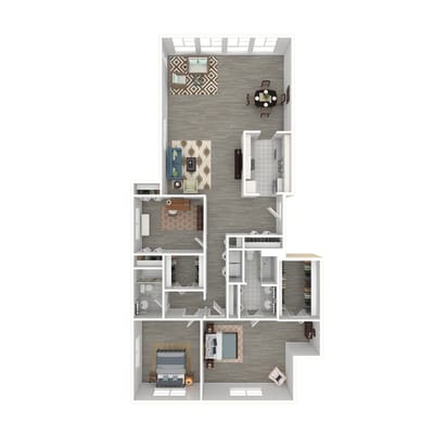 Architectural floor plan layout of a living space