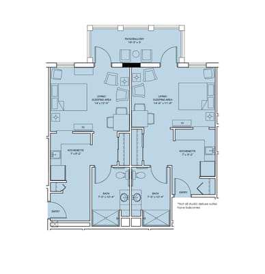 Architectural floor plan of resident suites