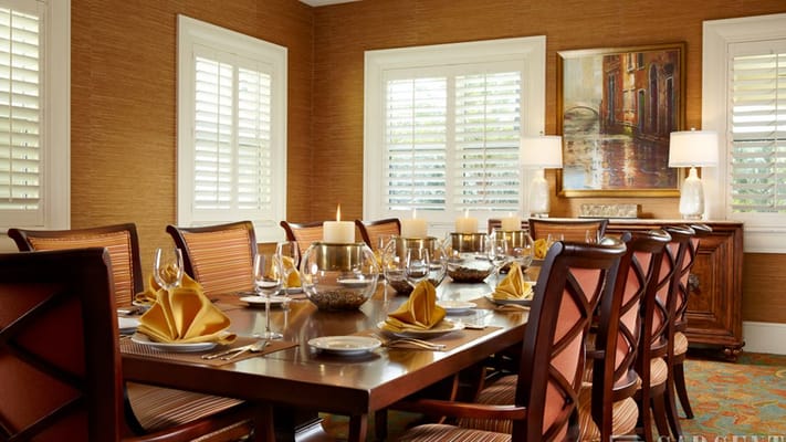 Elegant dining room set up for a meal