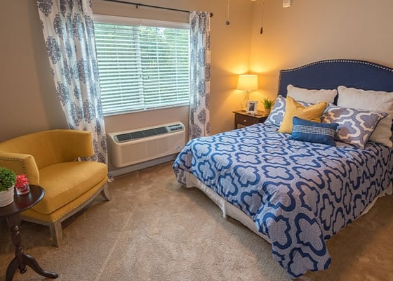 Well-decorated private resident room with a view