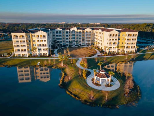 Aerial view of Legacy Pointe at UCF with landscaping