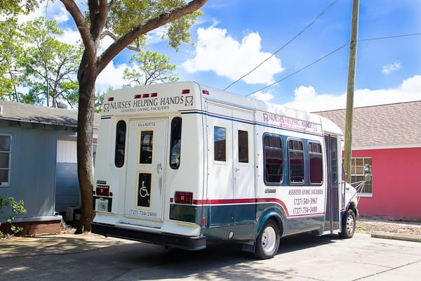 Facility transport van parked outside