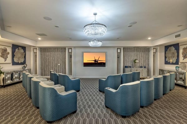 Interior view of a common area with seating