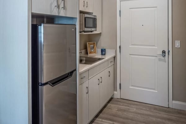 Interior view of a kitchenette in a senior living room