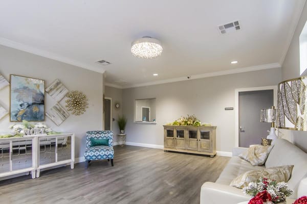 Bright and welcoming common area with modern decor