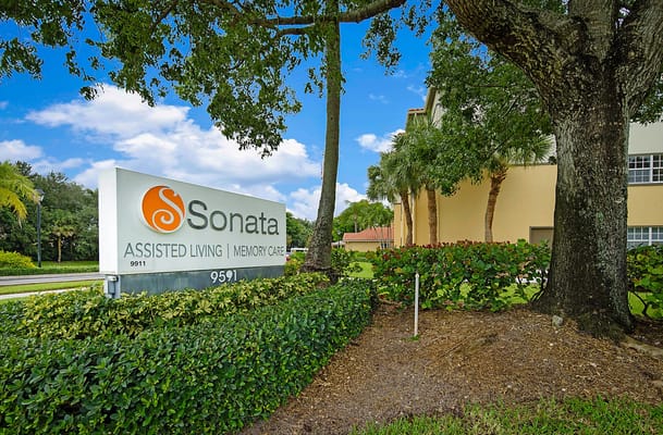 Exterior sign of Sonata Boca Raton facility