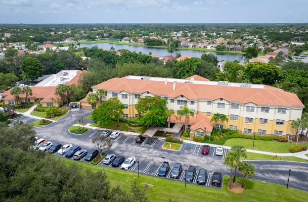 Aerial view of the Sonata Boca Raton building and surroundings