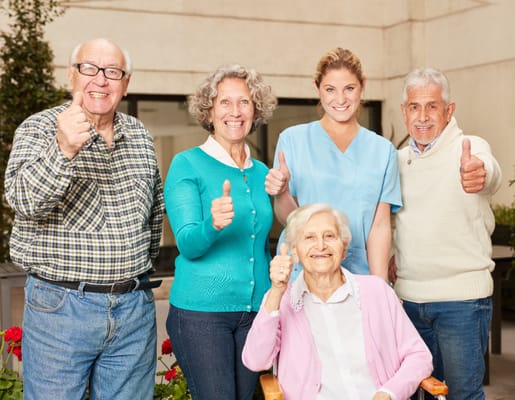 Residents and staff enjoying each other's company