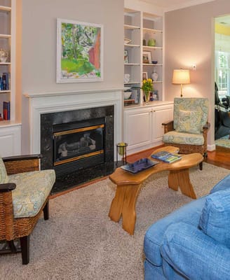 Cozy interior lounge area with seating and decor