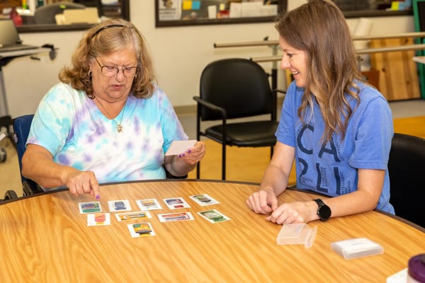 Residents engaging in a memory game activity