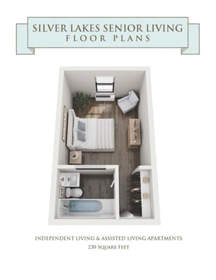 Floor plan of a small assisted living apartment