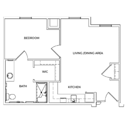 Architectural floor plan of a resident unit