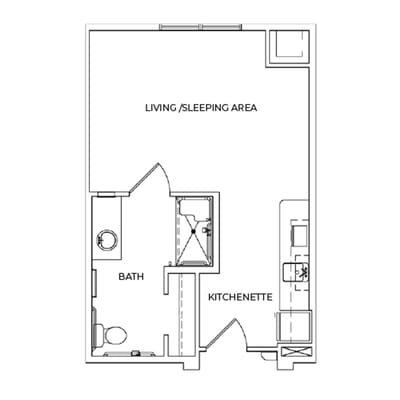 Architectural floor plan of a living space