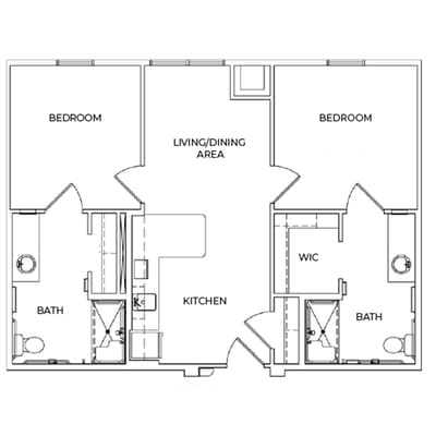 Architectural floor plan of residential units