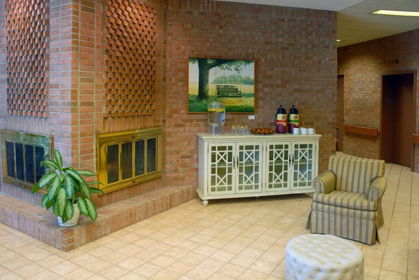 Common area with a seating arrangement and decor.