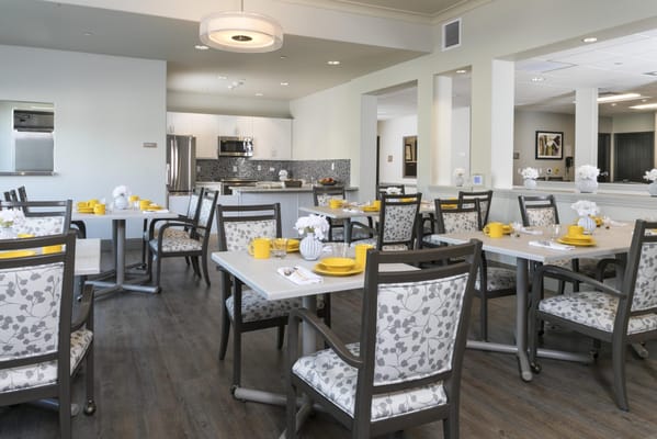 Dining room setup with tables and decor