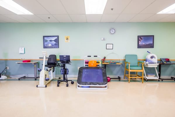 Rehabilitation exercise equipment in a care facility