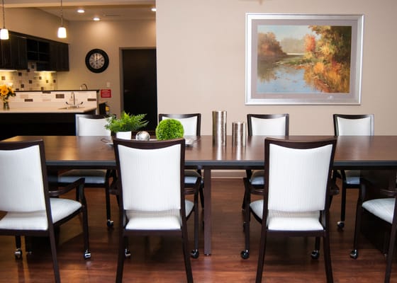Interior dining room with modern furniture and decor