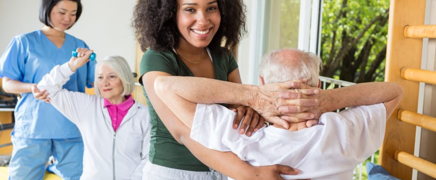 Residents participating in a group therapy session