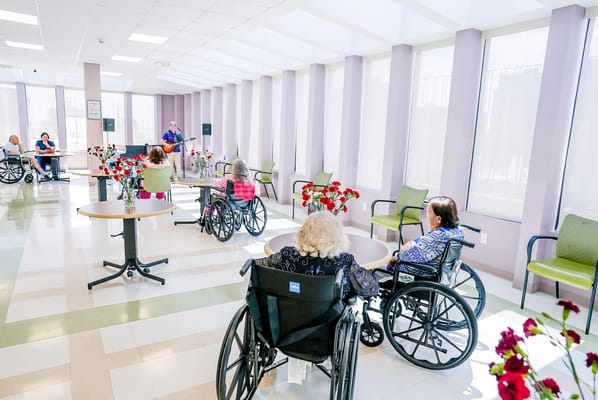 Residents enjoying an activity in a common area