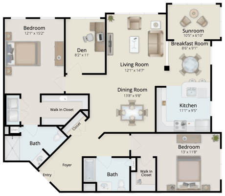 Architectural floor plan of a unit layout