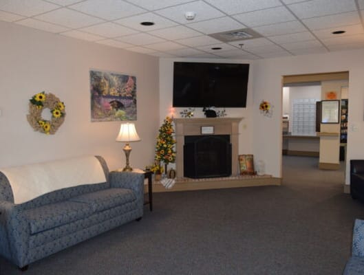 Cozy common area with seating and decor