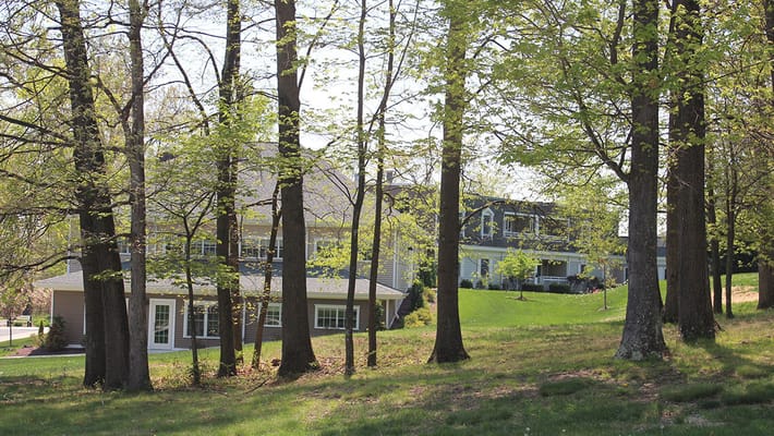 View of the facility surrounded by trees