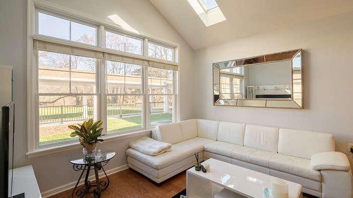 Bright common area with comfortable seating