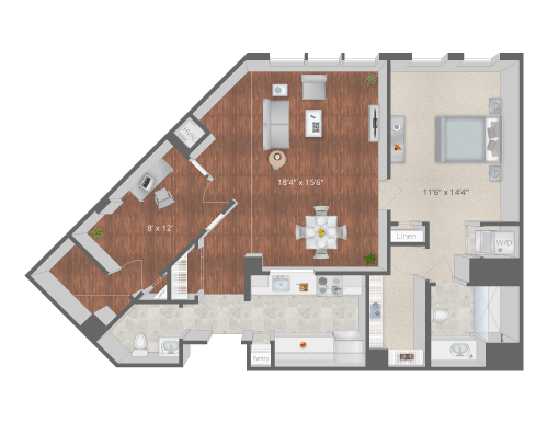 Architectural floor plan of a resident unit