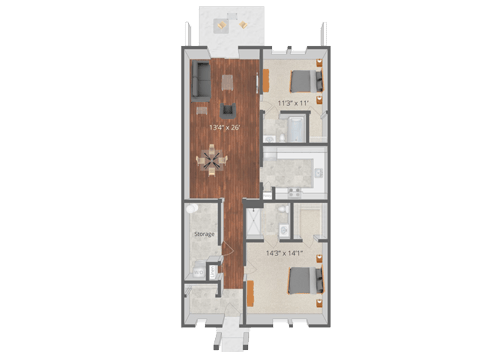 Architectural floor plan of a residential unit