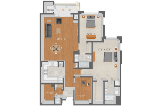 Architectural floor plan of resident units