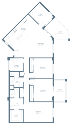 Architectural floor plan of a residential unit