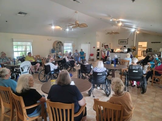 Residents participating in an activity in a common area