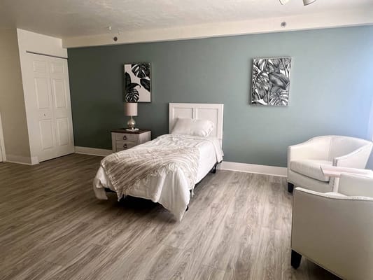 Cozy single room setup with modern decor