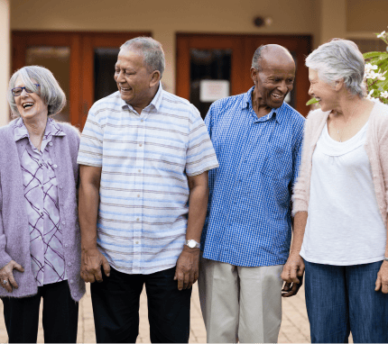 Group of residents enjoying time together outside