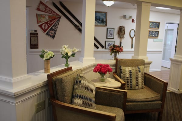 Cozy interior common area with seating and decor