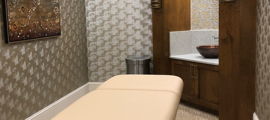 Interior view of a massage therapy room