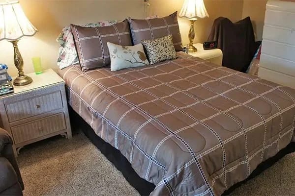 Comfortable bedroom with a neatly made bed