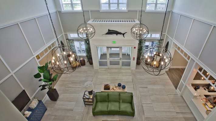 Bright interior view of a spacious lobby area