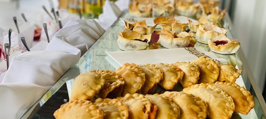 A variety of baked goods displayed on a table
