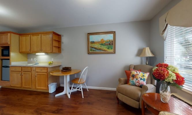 Cozy interior of a resident room with furnishings