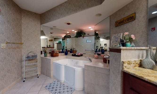 Well-decorated interior bathroom with plants