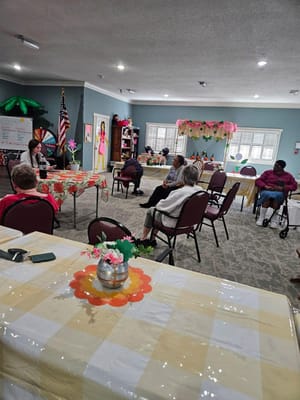 Residents participating in an indoor activity session