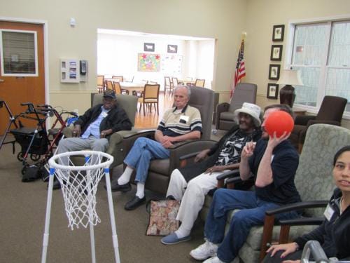 Residents participating in an indoor activity.