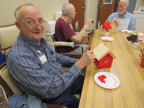 Residents participating in an arts and crafts activity