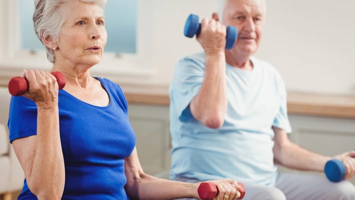 Residents engaged in a group exercise activity