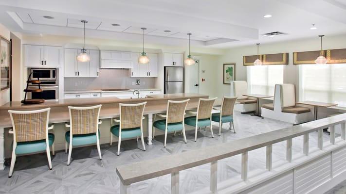 Modern and spacious kitchen area in the facility