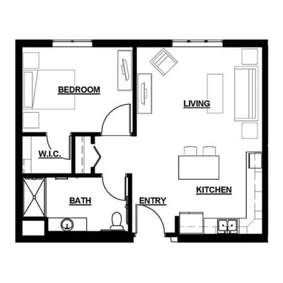 Architectural floor plan of a living space