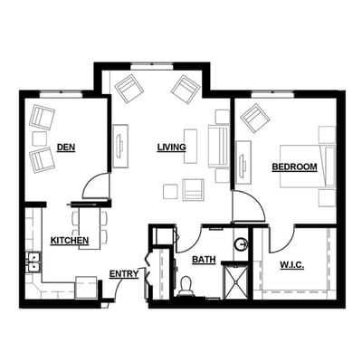 Architectural floor plan of a living space
