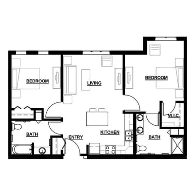 Architectural floor plan of a residential unit